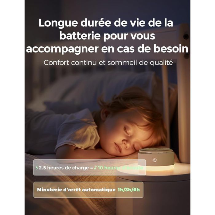 Momcozy Night Light: 20 soothing sounds, touch-sensitive night light, white noise generator, with timer, ideal for travel. Children