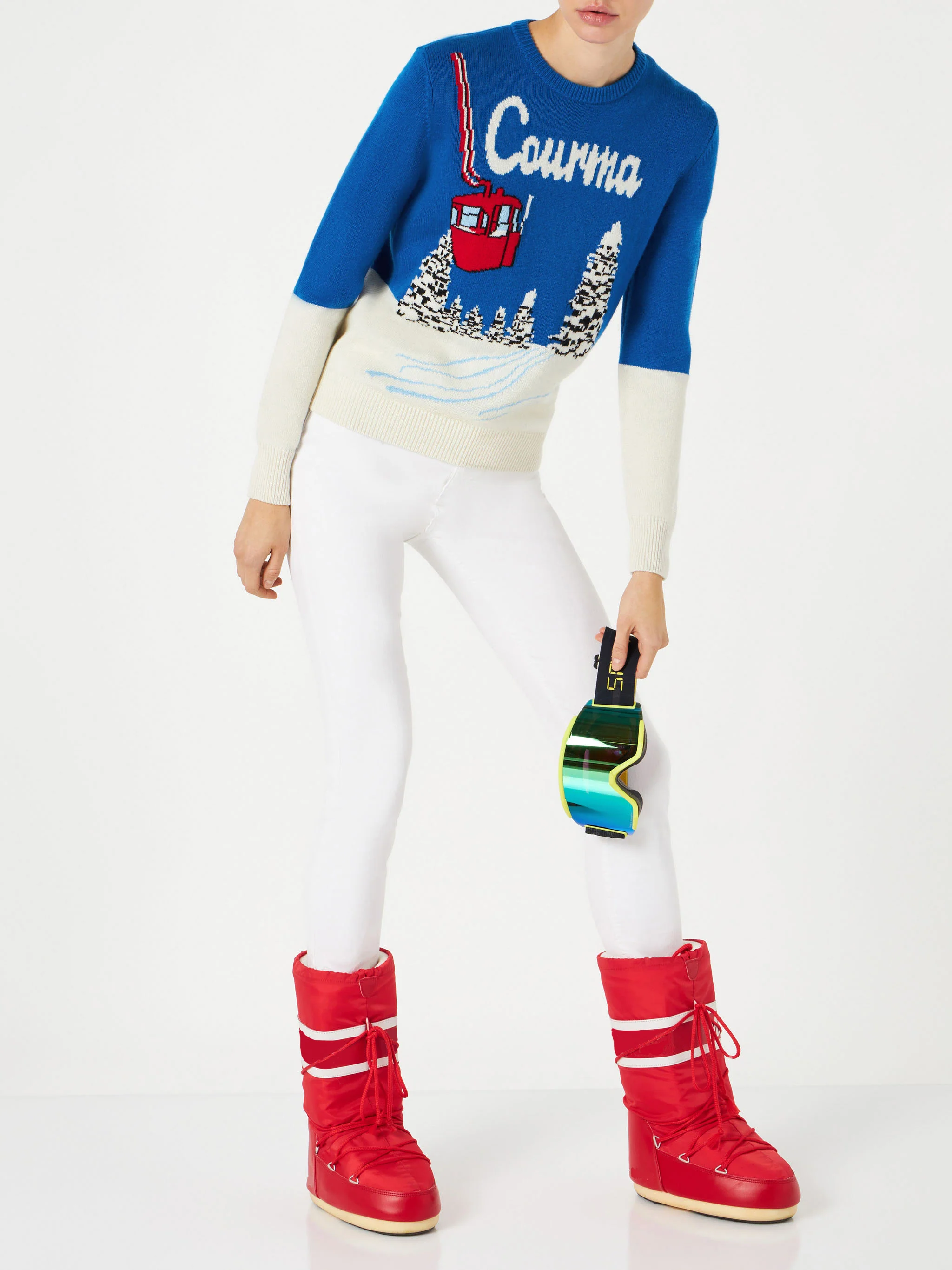 Maglione da donna con stampa cartoline vintage Courma