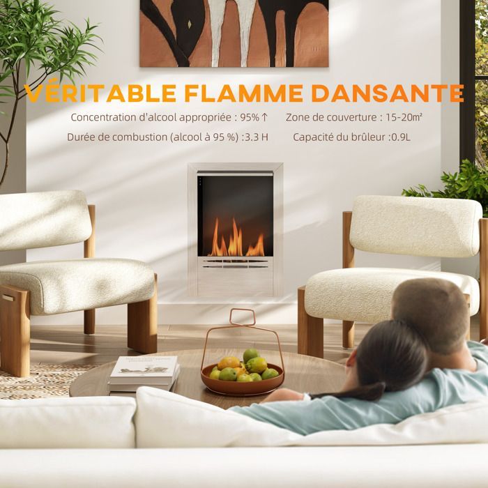 Chimenea de etanol - HOMCOM - acero inoxidable - capacidad de 0,9 litros - hasta 3,3 horas