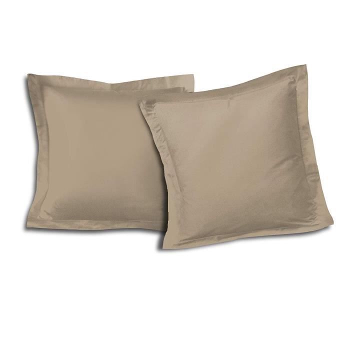 LOVELY HOME Conjunto de 2 Fronhas 100% Algodão 63x63 cm - Bege