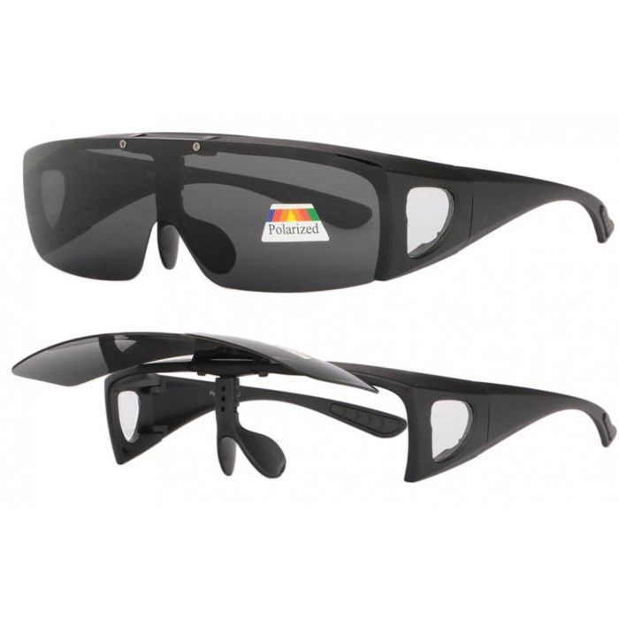 -SOLEYL-Polarized Sunglasses with Flip-Up Lenses, Matte Black, Vysha - Black