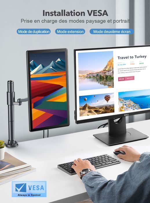 UPERFECT Écran portable tactile Full HD 1080P de 15,6 pouces avec interfaces USB B, DC, HDMI, DVI, VGA
