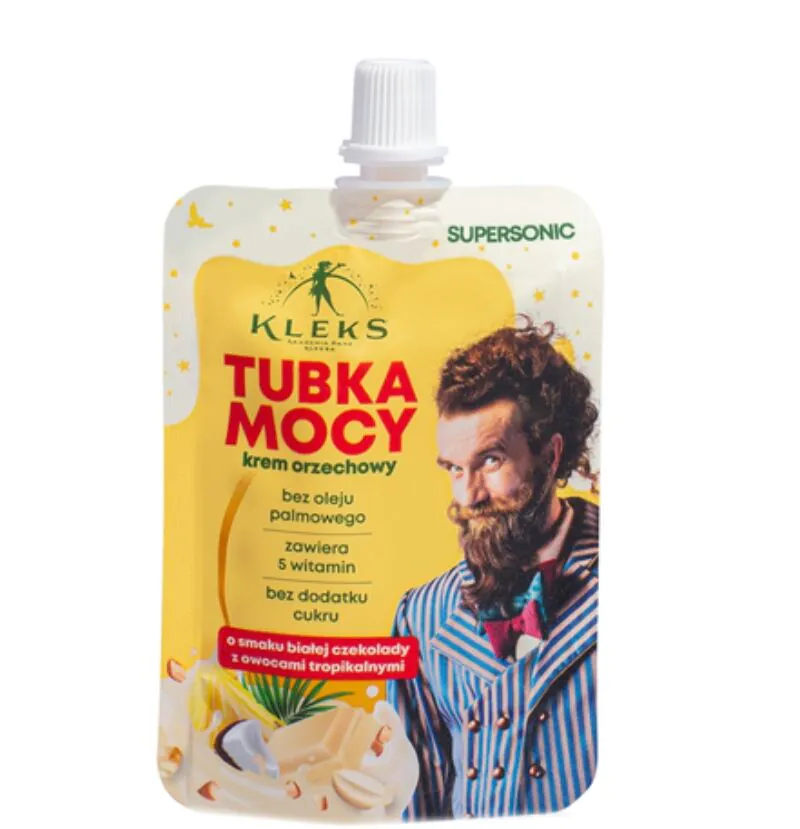 Supersonic Tubka Mocy Krem orzechowy o smaku białej czekolady z owocami tropikalnymi 50g
