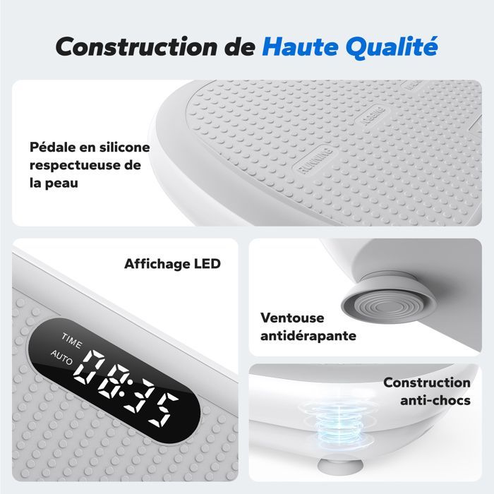 Pedana vibrante MERACH, telecomando, schermo LED, Bluetooth, 10 velocità, 11 programmi, silenziosa ≤70dB, portata 200 kg