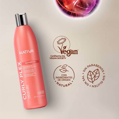Kativa Curly Plex-sjampo - Krølledefinisjon og gjenoppbygging 355 ml