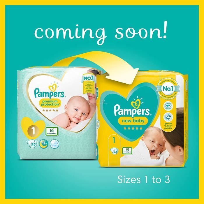 Couches pour Bébé Taille 1 - PAMPERS - Pack de 2x72 - Premium Protection - New Baby