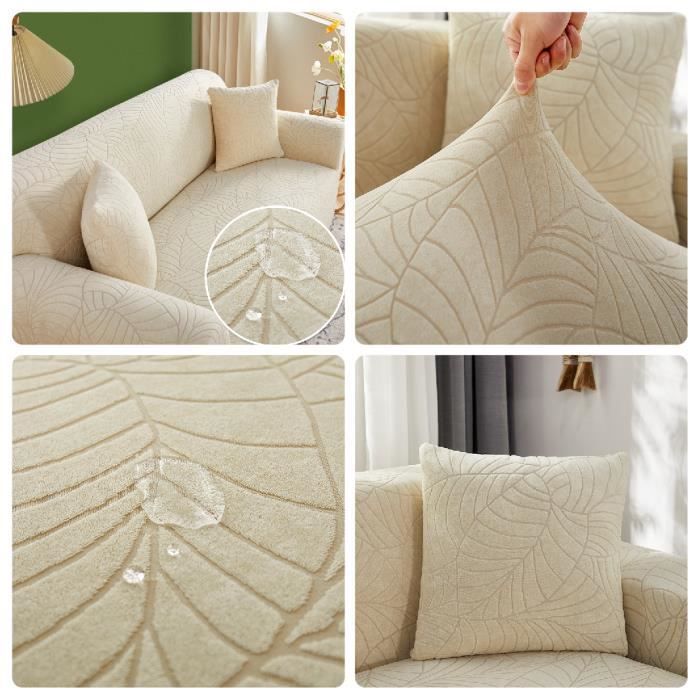 Funda elástica impermeable para sofá de 3 plazas, color beige.