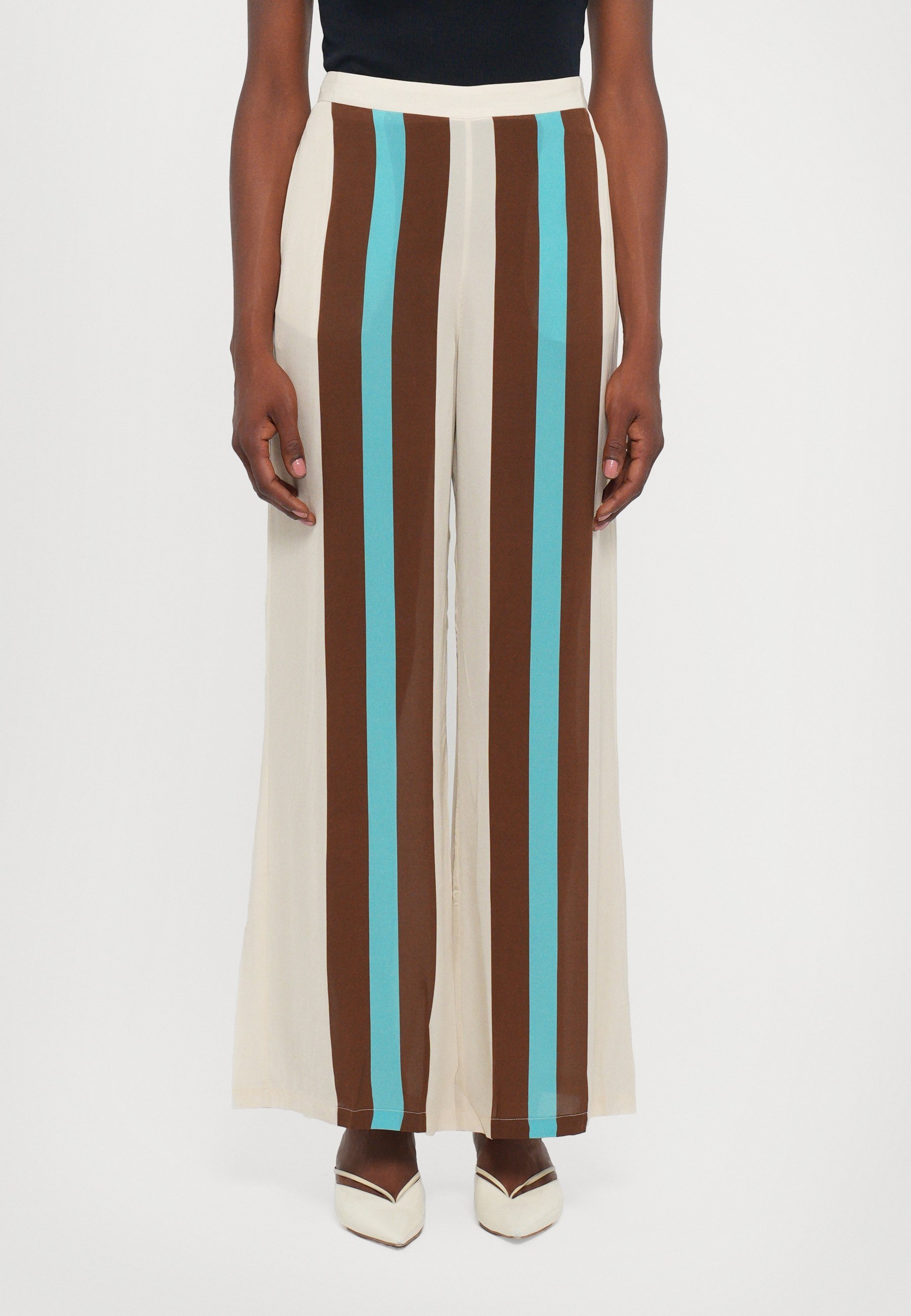 ADRIANA DEGREAS BOLD STRIPES WIDE LEG PANTS - Broek - veelkleurig
