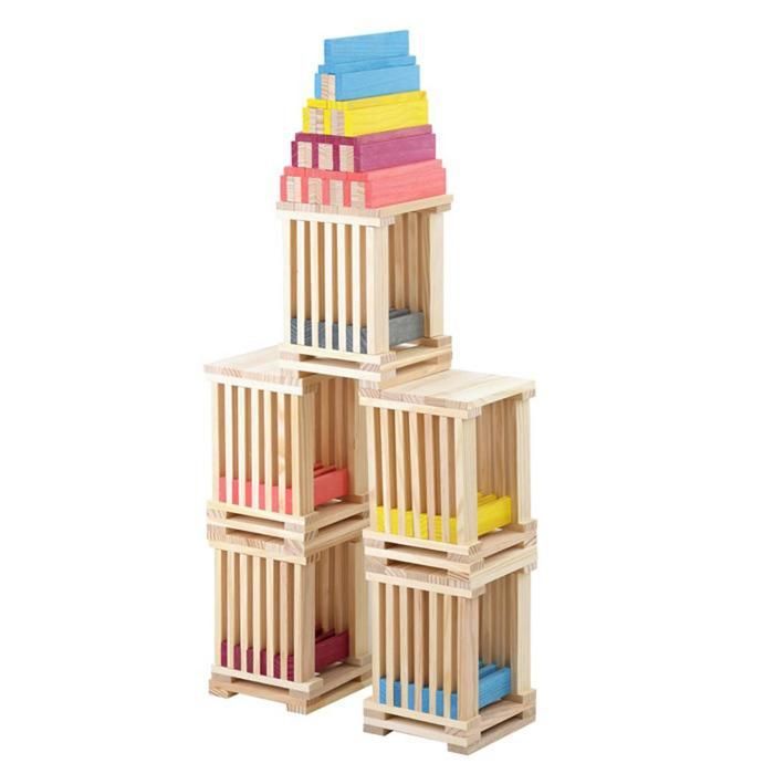 Jeu de construction en bois - Tecap Multicolor - 300 pièces - Multicolore - Fabrication française