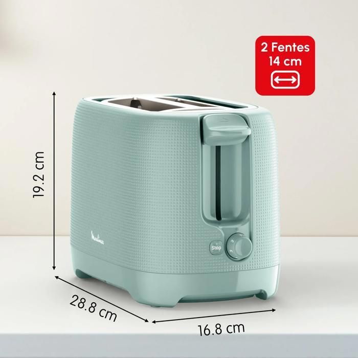 Tostapane Moulinex Morning a 2 fette, scaldapasta, 7 livelli di doratura, LT2M1310