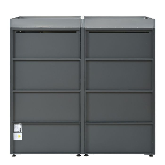 Cobertizo para contenedores HOMVRA, tapa de 2 compartimentos con jardinera integrada y puertas ventiladas, acero, gris.