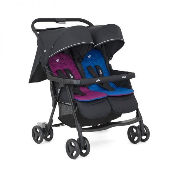 Cochecito doble JOIE Aire Twin - Rosa y Azul Marino - 4 ruedas - Plegado con una sola mano