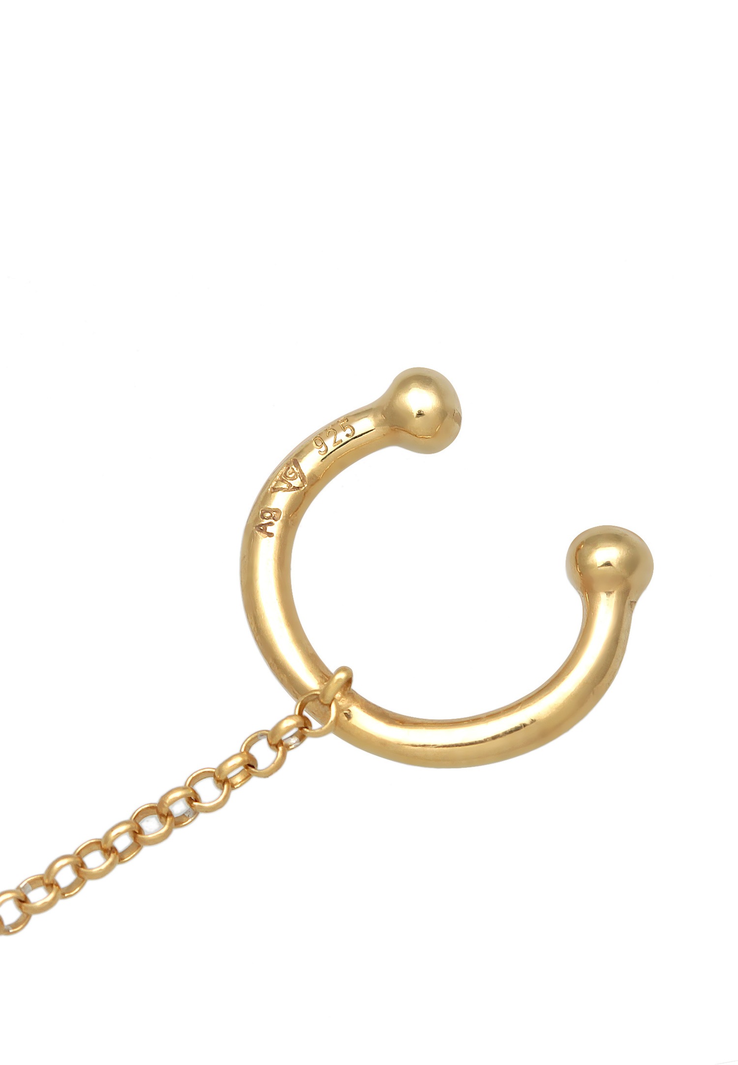 Elli Femmes Earcuff de serrage avec Perle de Culture d'Eau Douce en argent sterling 925 plaqué or