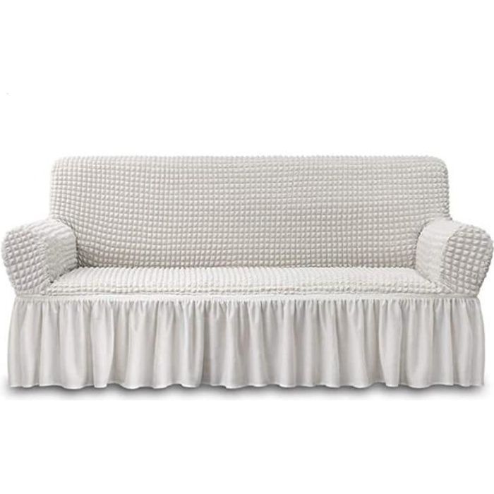 XJYDNCG Housse de canapé 3 places(190-245cm) - Super stretch - Blanc