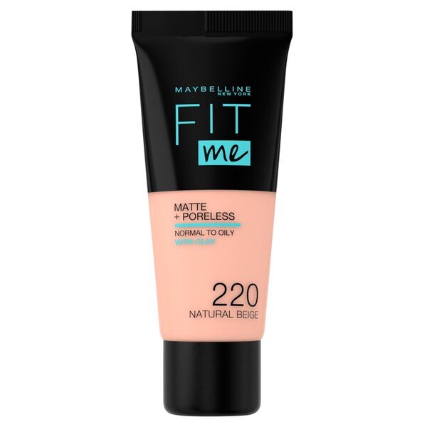 „Maybelline New York Fit Me Matte & Poreless 220 Natural Beige“ makiažo pagrindas