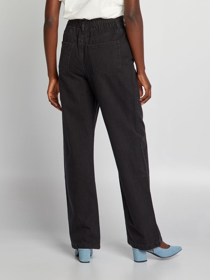 Calça jeans de cintura alta e pernas largas - CINZA