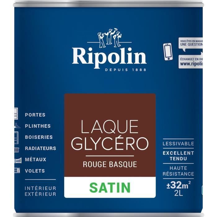 RIPOLIN Glycero Decoratieve Lak voor Binnen- en Buitengebruik - Baskisch Rood Satijn, 2L