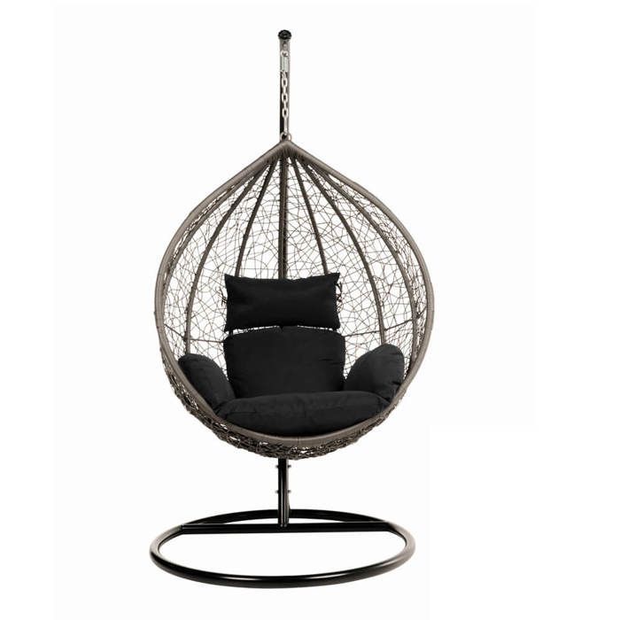 Sedia sospesa in polyrattan con supporto HOME DELUXE CIELO - Nero