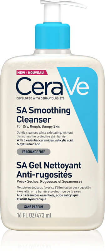 CeraVe Cleansers SA Smoothing Cleanser, een reinigende en verzachtende gel voor de droge huid.