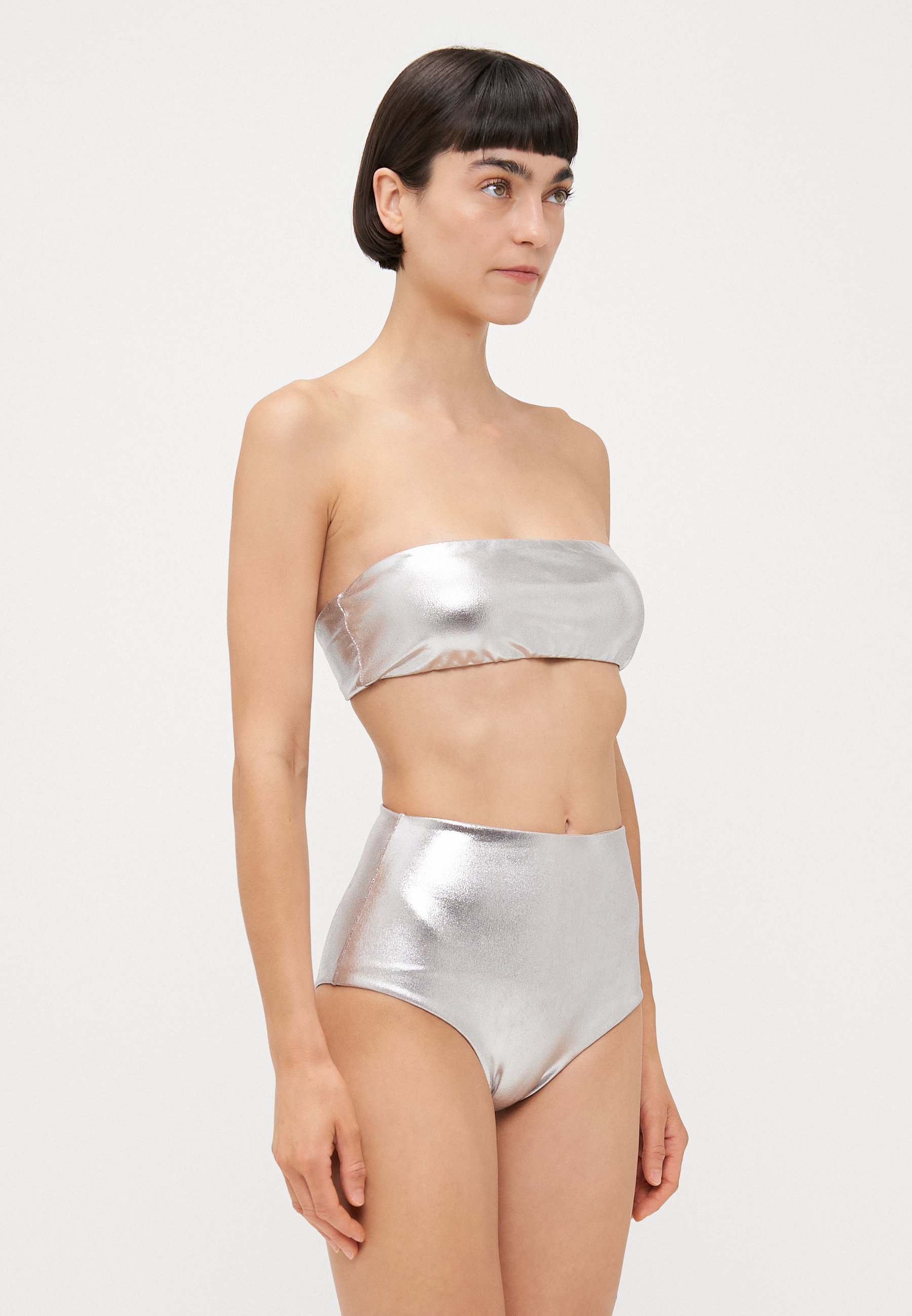 ADRIANA DEGREAS VINTAGE EFFEN HOGE TAILLE BANDEAU - Bikini - zilverkleurig