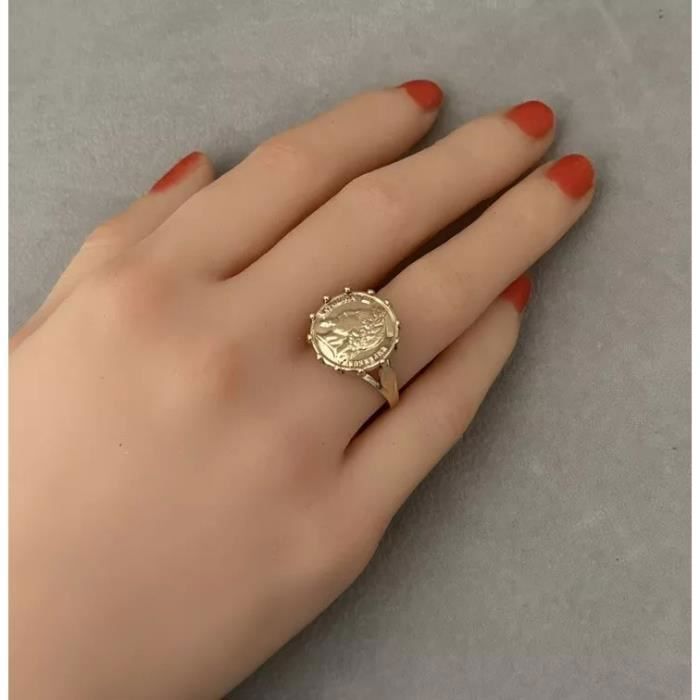 Anillo con moneda Luis de Oro, chapado en oro de 3 micras, con sello de autenticidad - Bijouxia - Anillo - Chapado en oro - Acabado en oro - Unisex