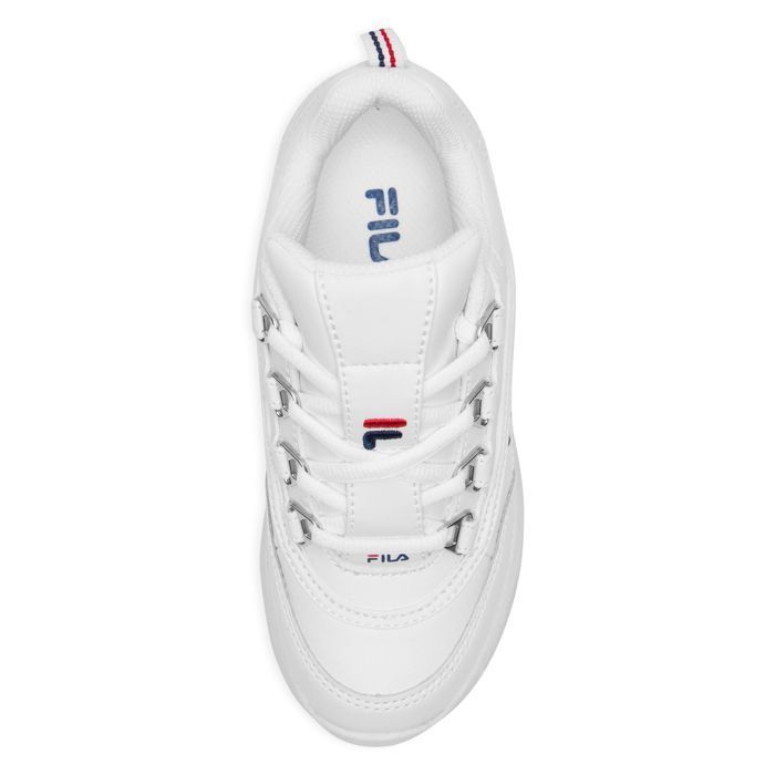 FILA Strada Low — Zapatillas blancas sintéticas con cordones y 2 cremalleras para niña