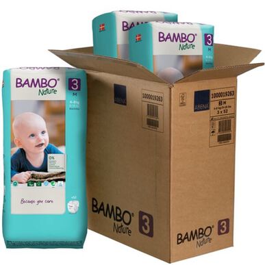Pañales ecológicos Bambo Nature para niños y niñas, 0% perfume, paquete XL, T3, 4-8 kg, 52 unidades.