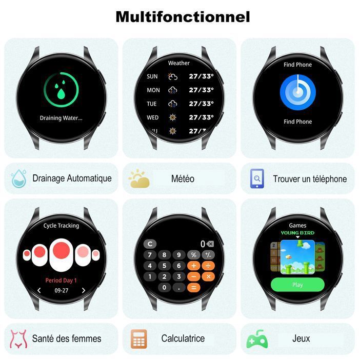 Blackview Smartwatch til mænd og kvinder med besvar-/opkaldsfunktion, IP68 vandtæt, søvntracker, skridttæller, 1,43