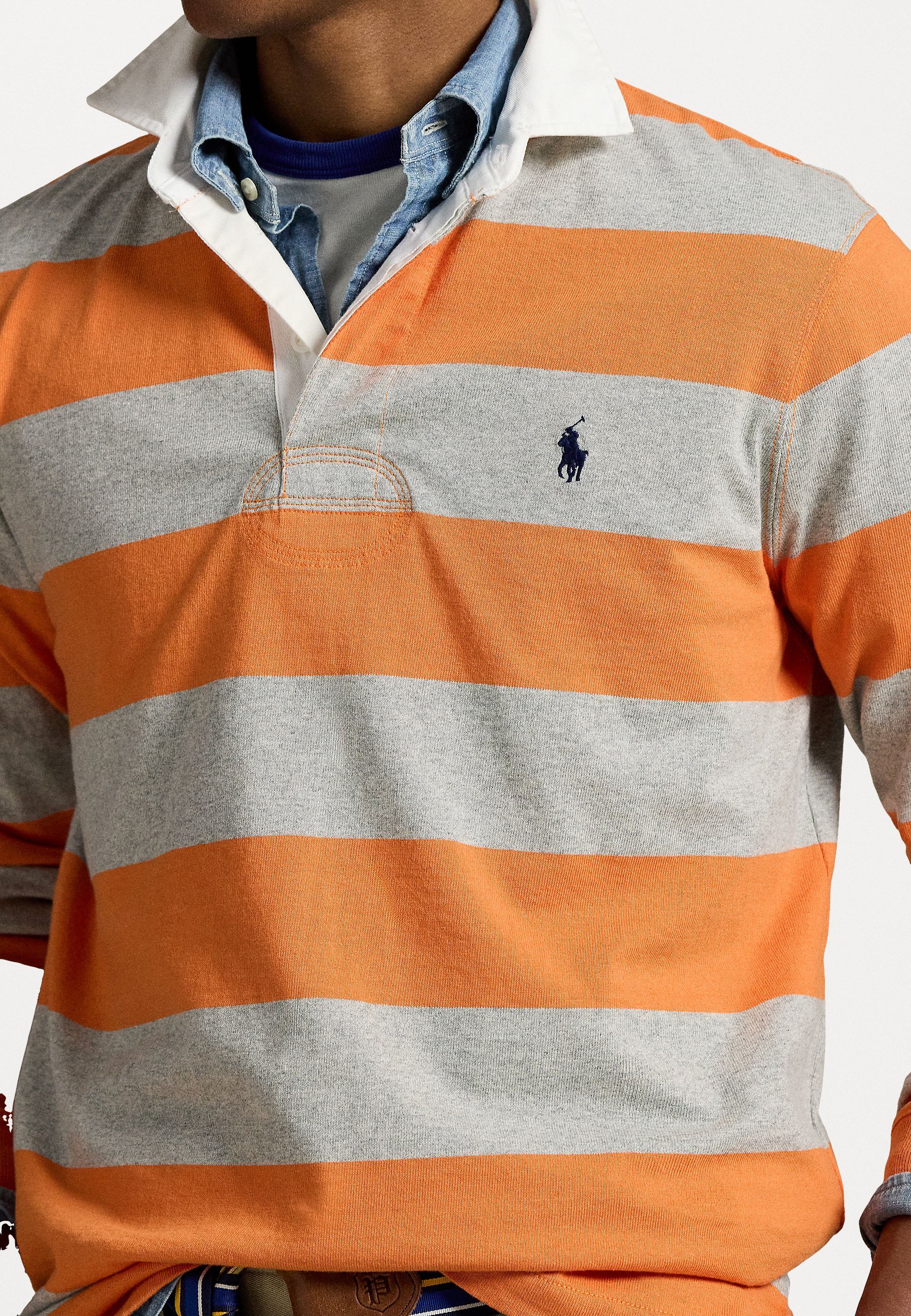 Polo Ralph Lauren LE MAILLOT DE RUGBY EMBLÉMATIQUE - Polo - orange Bedford/gris chiné Andover