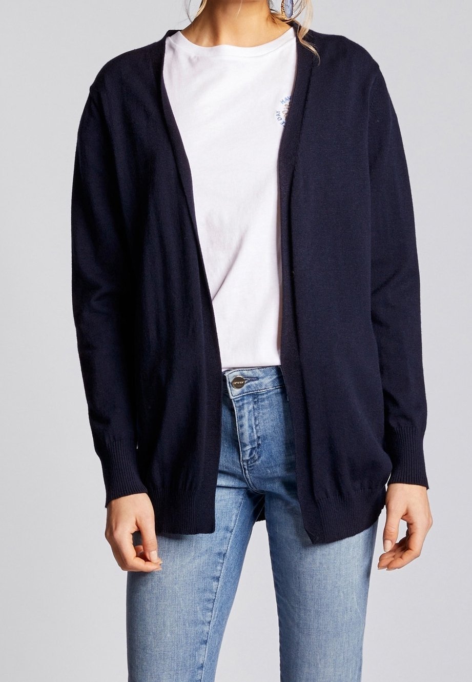 Rijke en koninklijke cardigan - donkerblauw