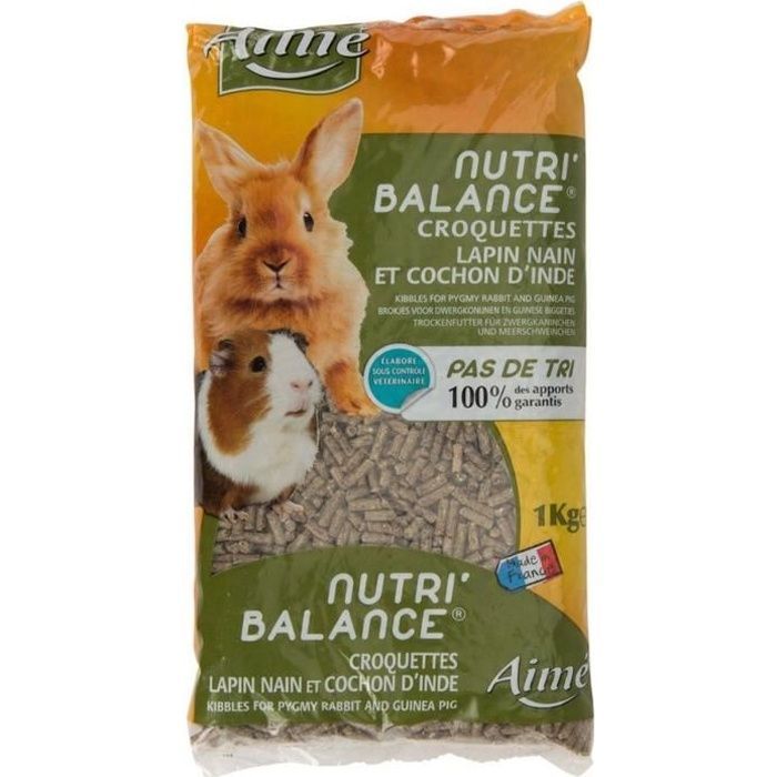 AIME Nutri'balance Croquettes - Pour lapin nain et cochon d'Inde - 1kg