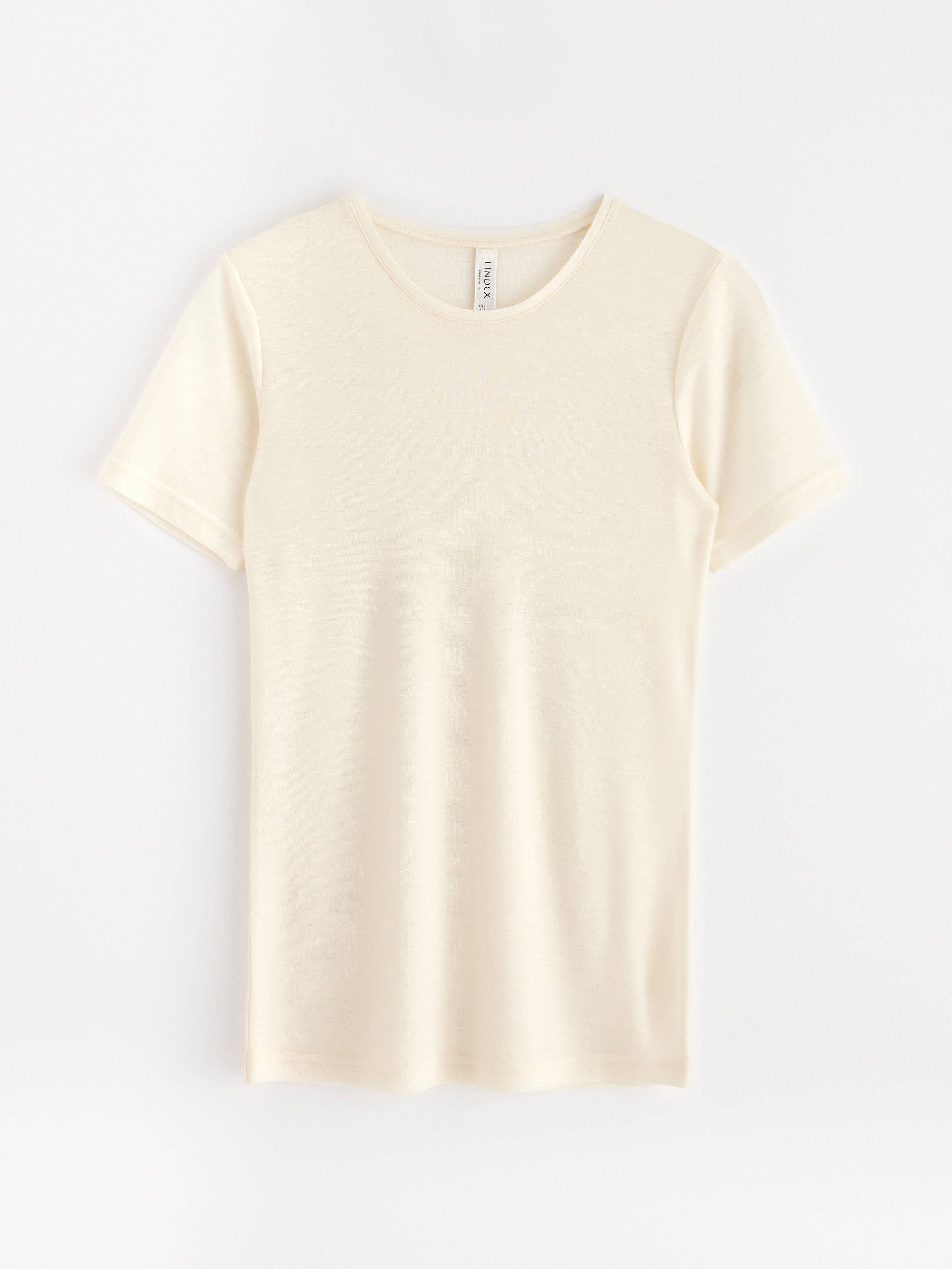 T-shirt en mérinos blanc cassé