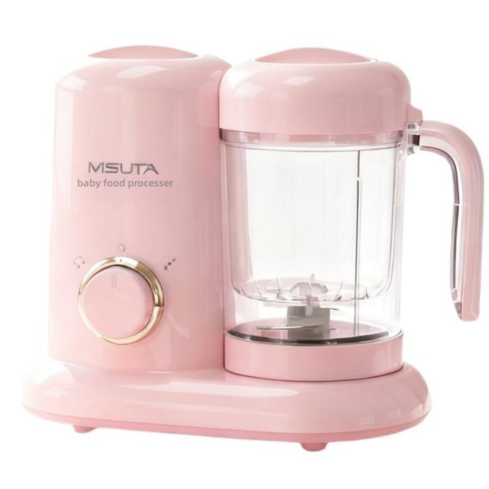Robot da cucina multifunzione 4 in 1 per la preparazione di pappe e frullatore completamente automatico con funzione vapore e timer, rosa