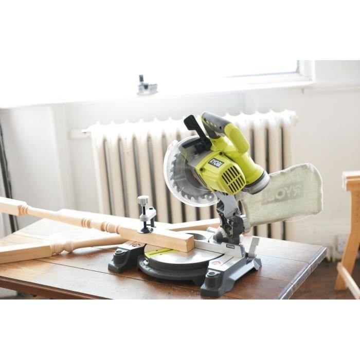 RYOBI - Sierra ingletadora ONE+ de 18 V - Diámetro de 190 mm x Capacidad de corte de 16 mm - Capacidad de 45 x 108 mm a 90° - Incluye 1 hoja de 24 dientes - EMS190DC