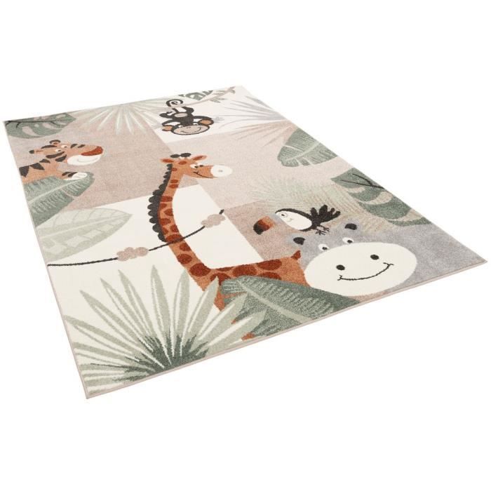 Tappeto per bambini - Softstar Kids - Mondo degli animali, verde menta, beige - 120x170 cm