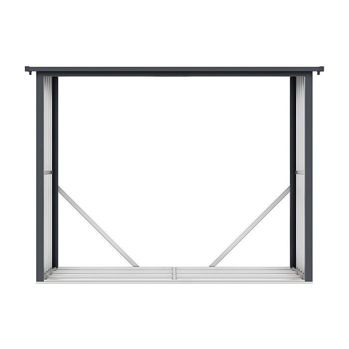 Leñero WINWOOD de acero galvanizado con efecto madera, 3,27 m³ - 4 unidades - L242 x D89 x H190 cm