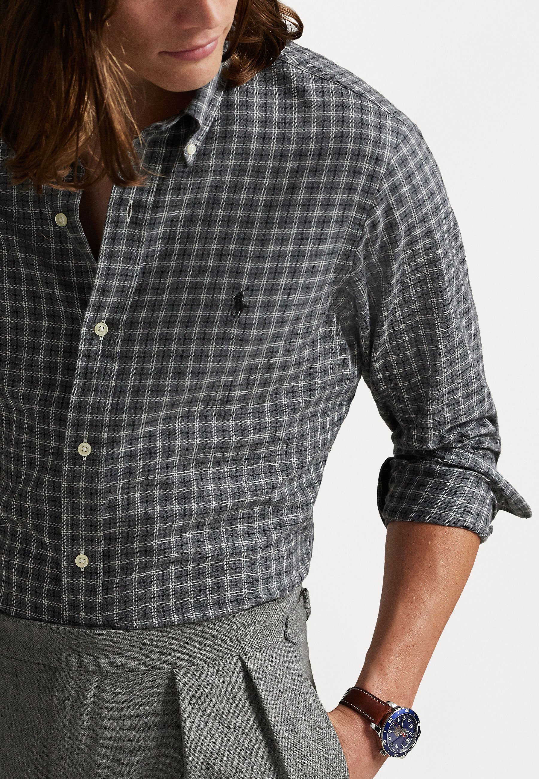 Polo Ralph Lauren CUSTOM FIT PLAID TWILL SHIRT - Shirt - grijs gemêleerd multi