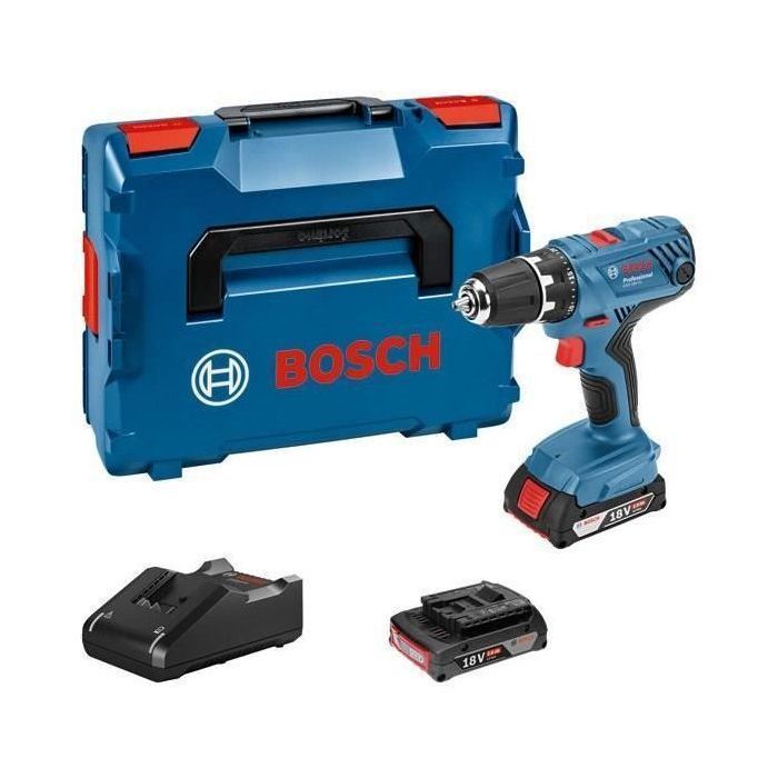 Bosch GSR 18V-21 Cordless Drill Driver + 2 x 2Ah Batteries + Charger + L-BOXX Case - BOSCH - 06019H1008