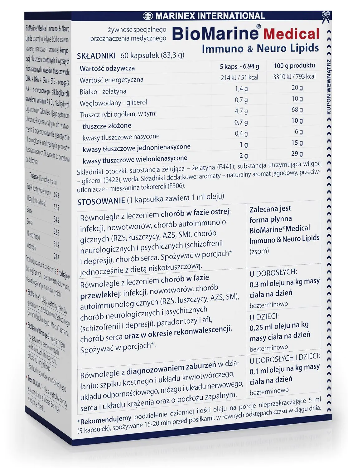 Biomarine Medical Immuno & Neuro Lipids 4 Rodzaje olejów rybich o biologicznym składzie Kapsułki