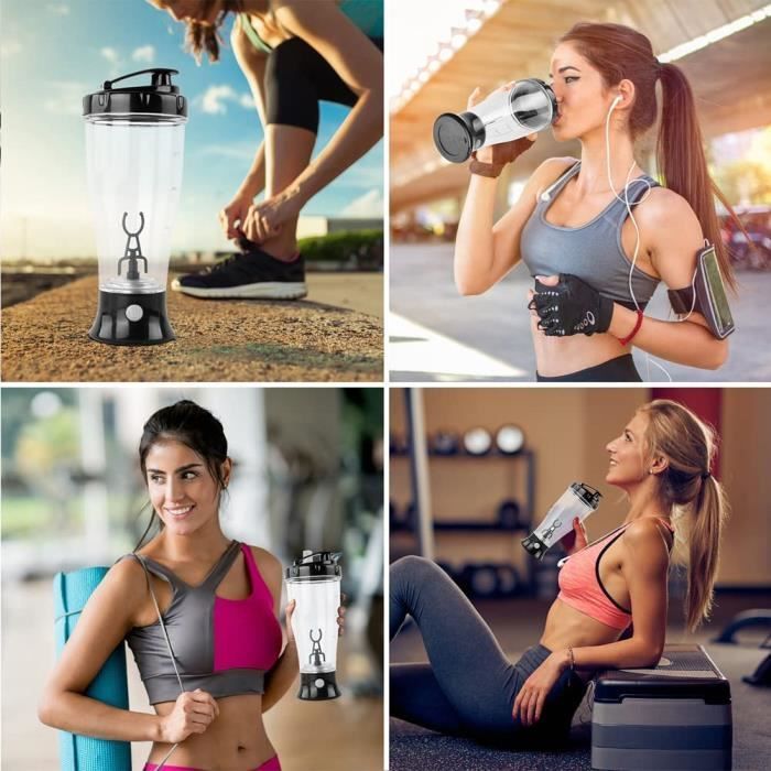 Shaker à protéines électrique - 450 ml - Rechargeable - Polypropylène - Acier inoxydable