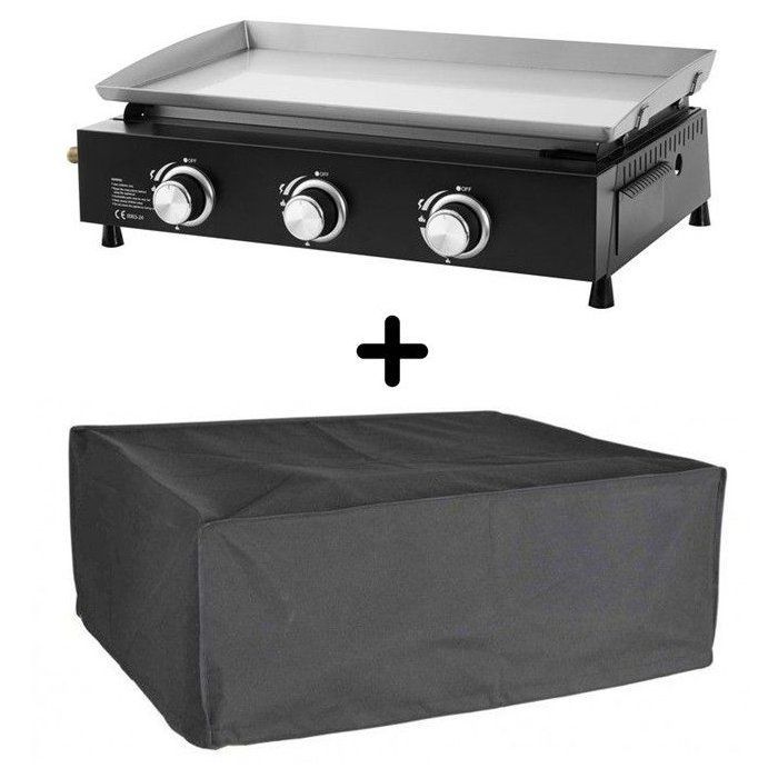 Plancha à gaz - Cookingbox - Cuenca - 3 brûleurs - Surface de cuisson : 61 x 35 cm - Cuve en acier