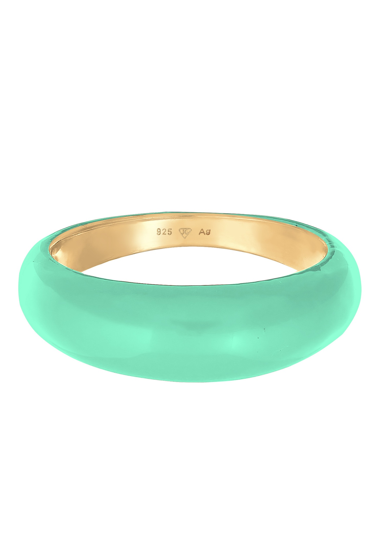 Elli Femmes Bande Pile avec Émail Orange en Argent Sterling 925 Plaqué Or