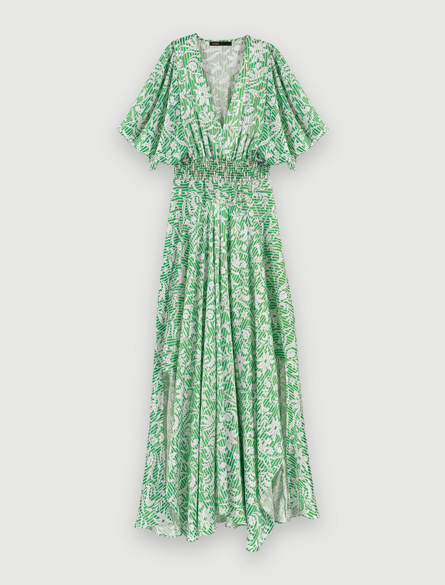 Lange asymmetrische jurk-Imprimé onirique vert
