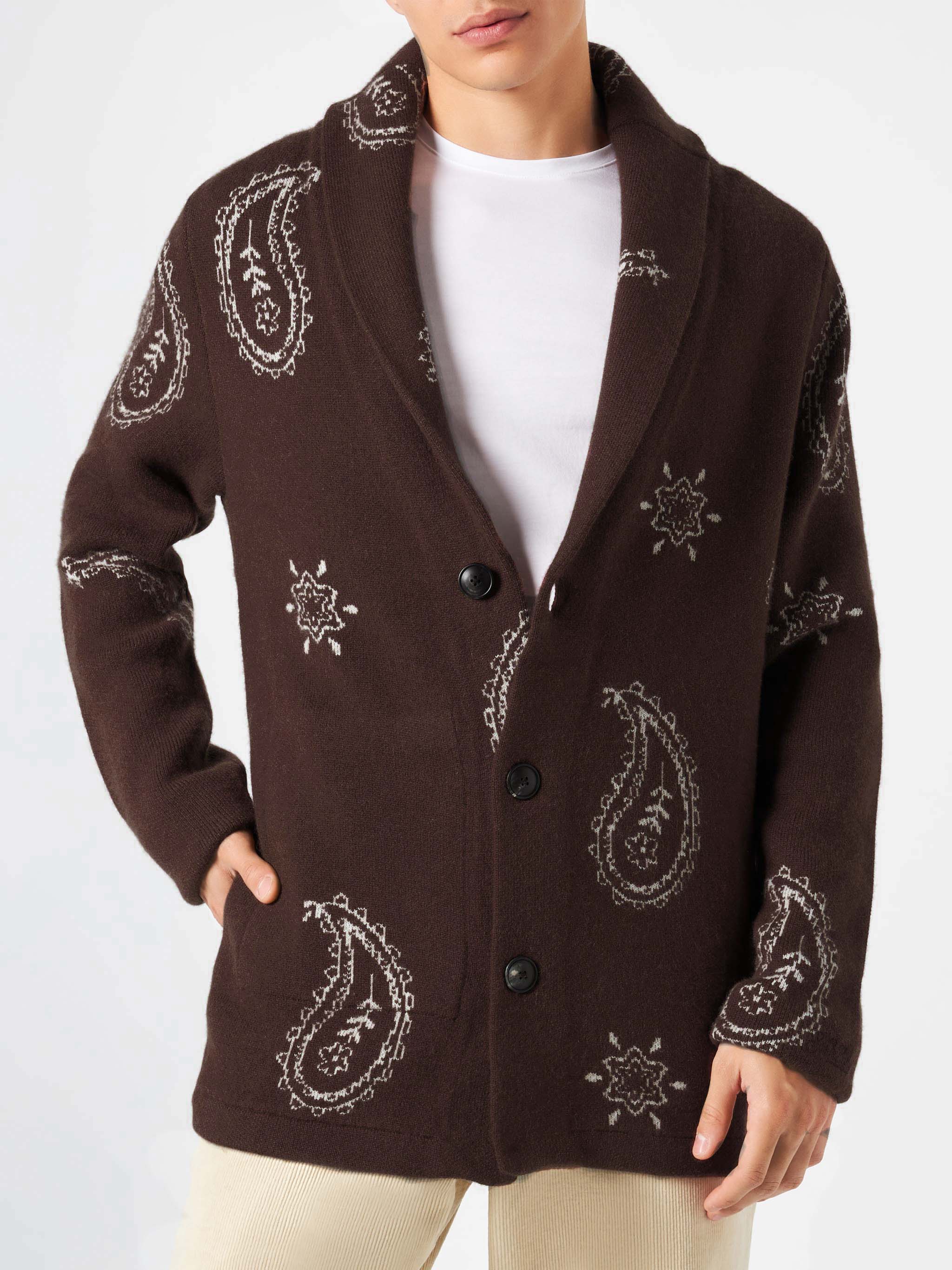 Chaqueta de punto para hombre con estampado paisley