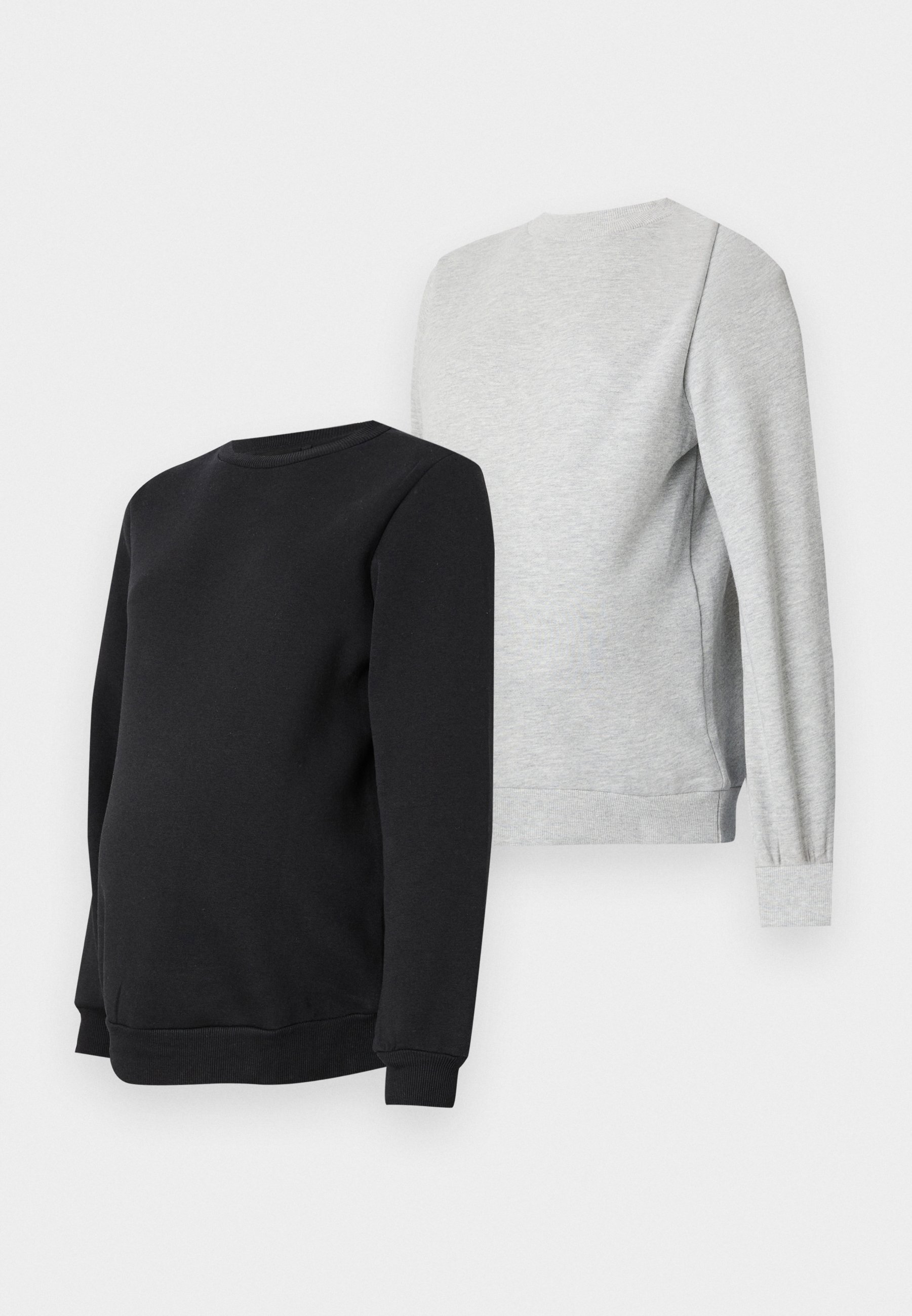 Anna Field MAMA MATERNITY BASIC OVERSIZED 2-PACK - Sweatshirt - echt zwart/grijs