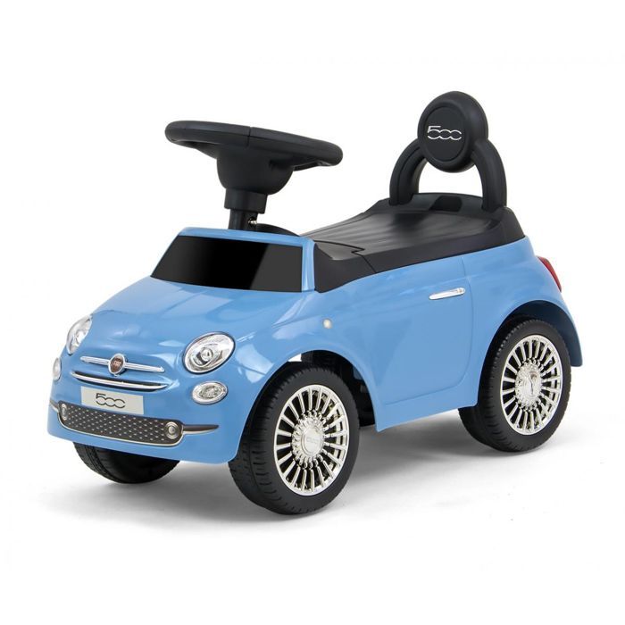 Milly Mally Fiat 500 Blue Baby Ride-On Toy - Early Learning Toy for Balance and Coordination - 12-36 Months