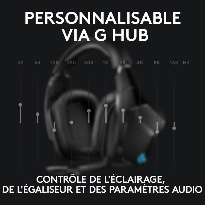 Casque Gaming Sans fil - LOGITECH G - G935 LIGHTSYNC - Son Surround 7.1 - Micro à bascule - Pour PC/MAC/PS4/NINTENDO Switch - Noir