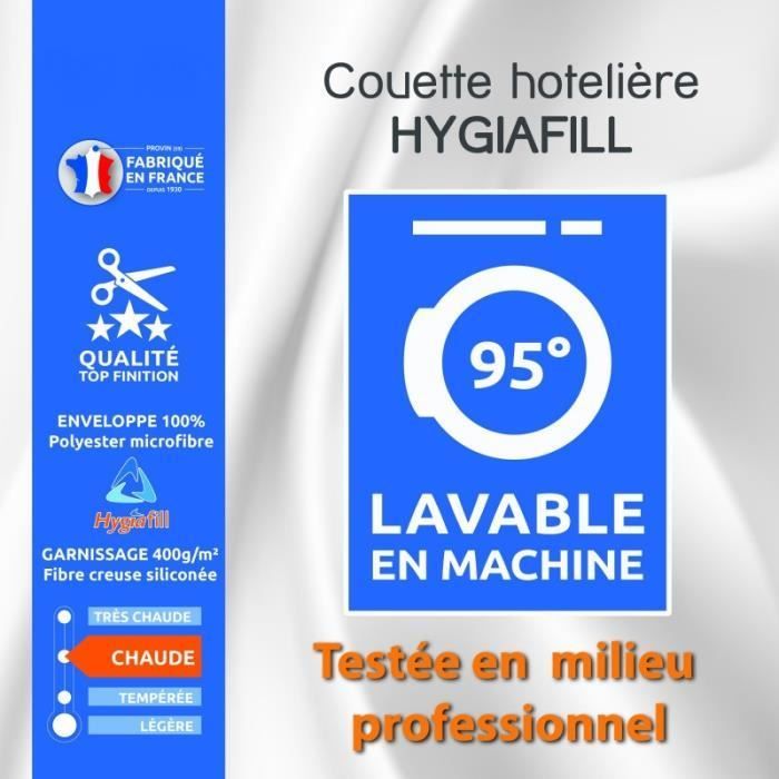 Couette - Hygiafill - 240 x 260 cm - Lavable en machine - 400 g/m² - King Size