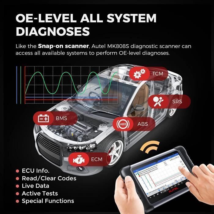 Herramienta de diagnóstico automotriz AUTEL MK808S - OBD2 - Multimarca - 4 GB de RAM