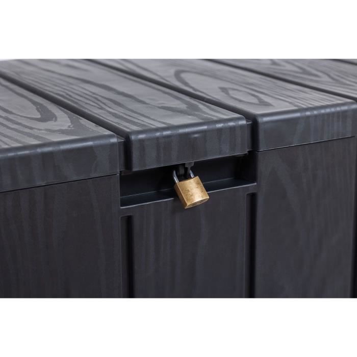Coffre de jardin - En résine - MULTIBOX BRAVO - Gris anthracite - 270L - 117,5x45x56 cm